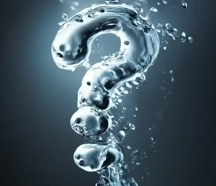 an animation of water forming a question mark